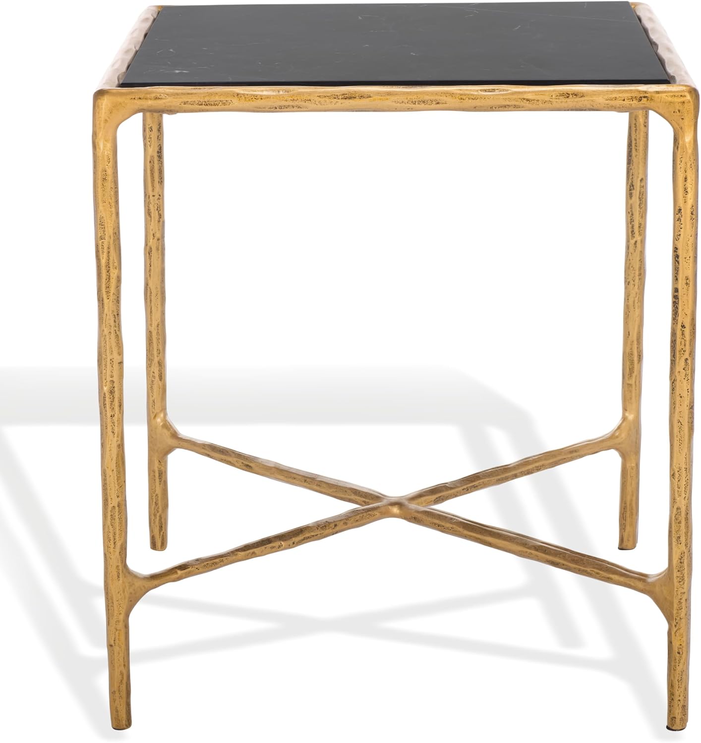 SAFAVIEH Couture Collection Jessa Brass Base & Black Marble Top Square End Table, Fully Assembled