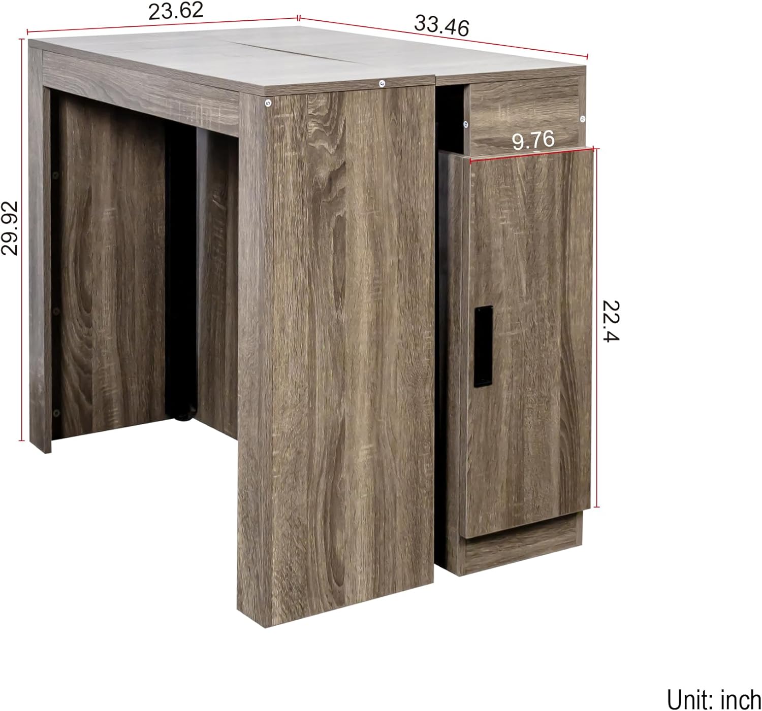 Extendable Dining Table with Storage, Transformer Extra Console Table for 1-12 People, Folding Space Saving Dining Room Table with Built-in Outlet for Homes, Apartments, Oak