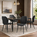 Dining Chairs Set of 4, Modern Upholstered Kitchen Chairs with Curved Back, Diamond Stitching, Padded Cushion Seat and Metal Legs, Comfy Side Accent Chairs for Dining Room, Kitchen, Black