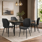 Dining Chairs Set of 4, Modern Upholstered Kitchen Chairs with Curved Back, Diamond Stitching, Padded Cushion Seat and Metal Legs, Comfy Side Accent Chairs for Dining Room, Kitchen, Black