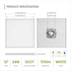 ASD LED 12" Square Flush Mount Ceiling Light Fixture, Low Profile Surface Lighting | 5CCT, Dimmable, Ultra-Thin, ETL Listed | 24W 1700LM 2700-6000K 120V | Kitchen, Bedroom, Hallway Lamp | White