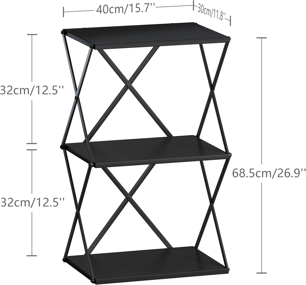 3-Tier End Table Small Side Table Tall Bedside Night Stand with Storage Sofa Side desks for Living Room Bedroom Office Bathroom Small Space Black ET-03BK