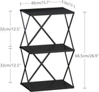 3-Tier End Table Small Side Table Tall Bedside Night Stand with Storage Sofa Side desks for Living Room Bedroom Office Bathroom Small Space Black ET-03BK