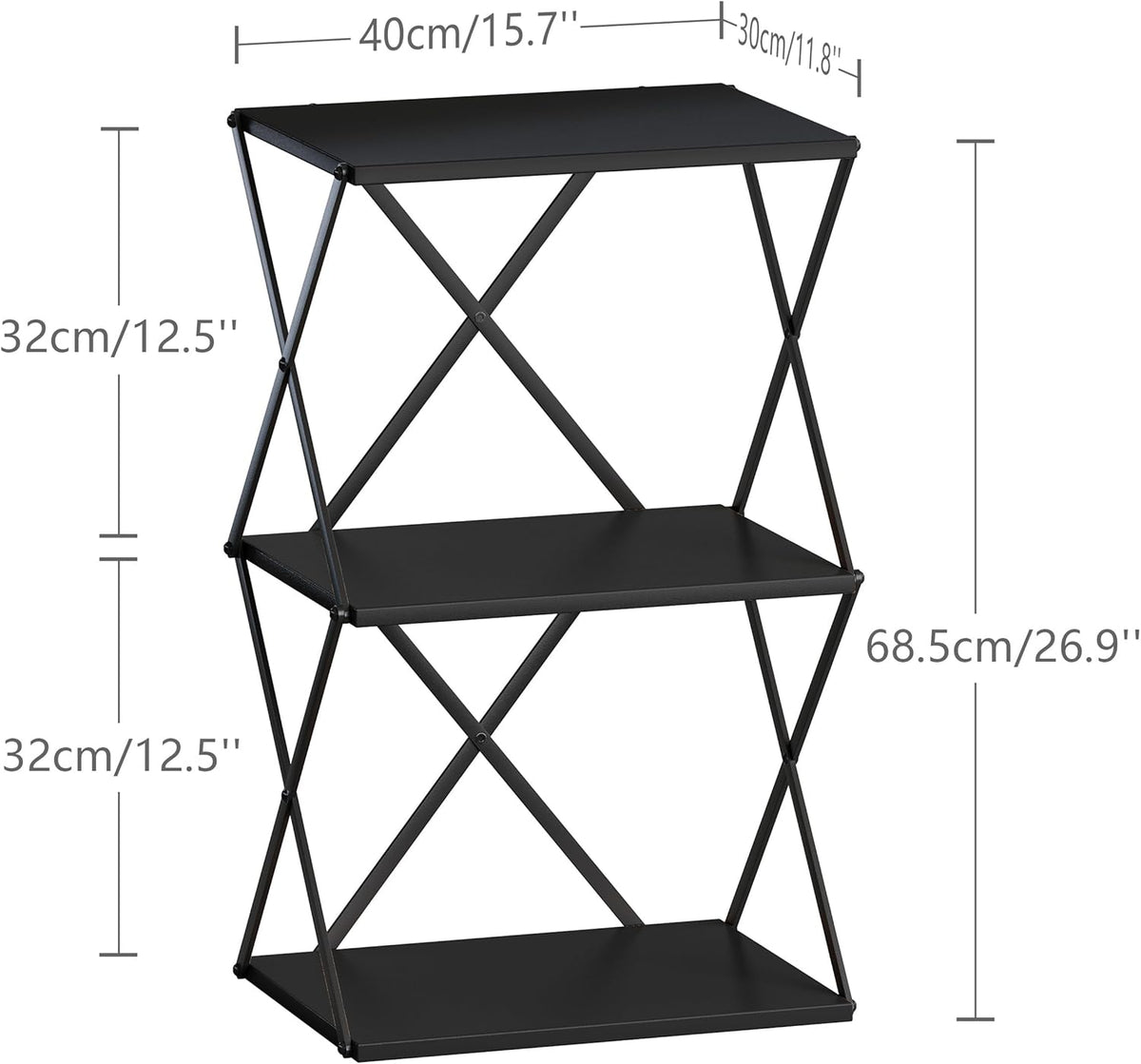 3-Tier End Table Small Side Table Tall Bedside Night Stand with Storage Sofa Side desks for Living Room Bedroom Office Bathroom Small Space Black ET-03BK