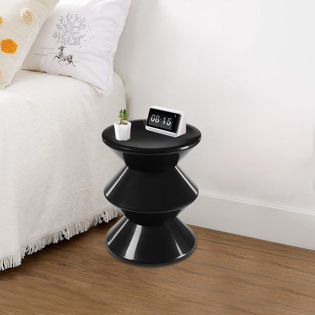 3 Layers Small Night Stand for Couch, Sofa, Modern Side Table Round End Table Sofa Stool Pedestal End Table for Living Room (Black)