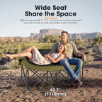 SAN HIMA Double Camping Chair for 2 Person, 650 LBS Heavy Duty Folding Loveseat with 43.7" Thick Padded Seat, Adjustable Cup Holders & Carry Bag, Waterproof Steel Camp Couch for Beach, Lawn & Backyard