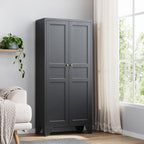 Yizosh Metal Pantry Cabinet,Tall Kitchen Pantry Storage Cabinet with Doors and Adjustable Shelves - 61" Black Cupboard Cabinet for Kitchen, Living Room,Dining Room,Home
