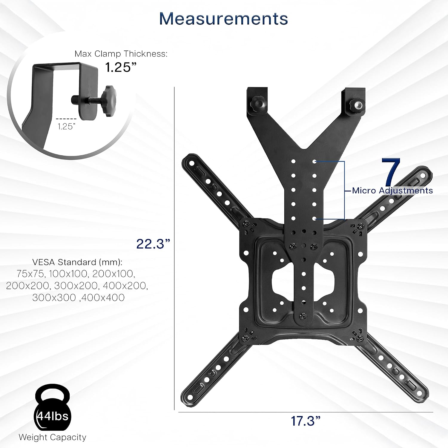 VIVO TV Hanger Bracket for 24 to 55 inch Flat and Curved Screens, Light Weight Steel Design, Height Adjustable Cross Bar, Loft Bed, Thin Door TV Mount, Max VESA 400x400, Black, MOUNT-TV01LB