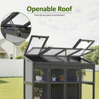 MCombo Wooden Greenhouse, Walk-in Outdoor Greenhouse with Openable Roof and Lockable Door, 0899 (Dark Grey)