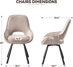 Swivel Dining Chair Set of 2, Modern Upholstered Fabric Kitchen Chairs with Thicken Cushion for Living Room Bedroom Restaurant (Beige)