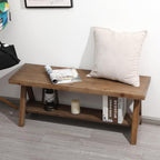 RowyPoey Solid Wood Bench, 43" Farmhouse Entryway Bench with Shoe Storage | Stable Triangular Leg, Rustic End of Bed Benches, Solid Hallway Seating, Dining Bench for Kitchen, Shoe Stool, Easy Assembly