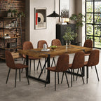 Dining Table Set for 8，Dining Room Table Set for 8，71'' Dark Wood Kitchen Table and Suede Nap Fabic Chairs Set of 8，8 Chair Dining Table Set for Kitchen Dining Room