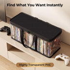 2-Pack Clear Blu-ray/DVD Storage Bags with Zipper & Handles | 56 Blu-ray/40 DVD capacity, Handles, for Movies/Games Storage