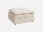 HONBAY Corduroy Ottoman, 31.5 Inch Square Ottoman Bench with Storage for Living Room, Beige