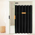 Extra Long Black Boho Shower Curtain 84 Inch Black Tufted Chevron Striped Fabric Shower Curtains for Bathroom Modern Shabby Chic Waterproof Cloth Shower Curtain Set with Hooks