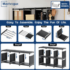 Mavivegue Bookcase, 18-Cube Extra Large Book Shelf, DIY Cube Storage Organizer for Bedroom, Living Room, Home Office - Black