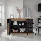 Kitchen Island with Storage Cabinet and Wine Glass Holder | Includes storage cabinet and wine glass holder for organized kitchen use