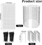 15 Pcs Large Wire Plant Protector from Animals, 5 Pack 24" H X 12" Dia Metal Plant Cage Chicken Wire Cloche with Ground Stakes and Nylon Tie to Keep Animals Out, Garden Protection Bunny Barricade