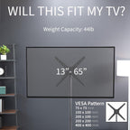 VIVO Black TV Floor Stand for 13 to 65 inch Screens, STAND-TV08 | Adjustable TV Stand for LCD LED OLED 4K Smart Flat and Curved Monitor Panels, Max VESA 400x400, Holds 44 lbs