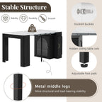 Extendable Dining Table with Storage, Transformer Console Table for 1-5 People, LED Mobile Rolling Island Table Space Saving Dining Room Table with Built-in Outlet for Homes, Apartments, Black