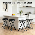 Folding Stool, 18 Inch Foldable Stool with Handle & Steel Frame, Folding Bar Stools, 500lbs Sturdy Foldable Lightweight Metal Chair for Camping, Indoor and Outdoor, Black