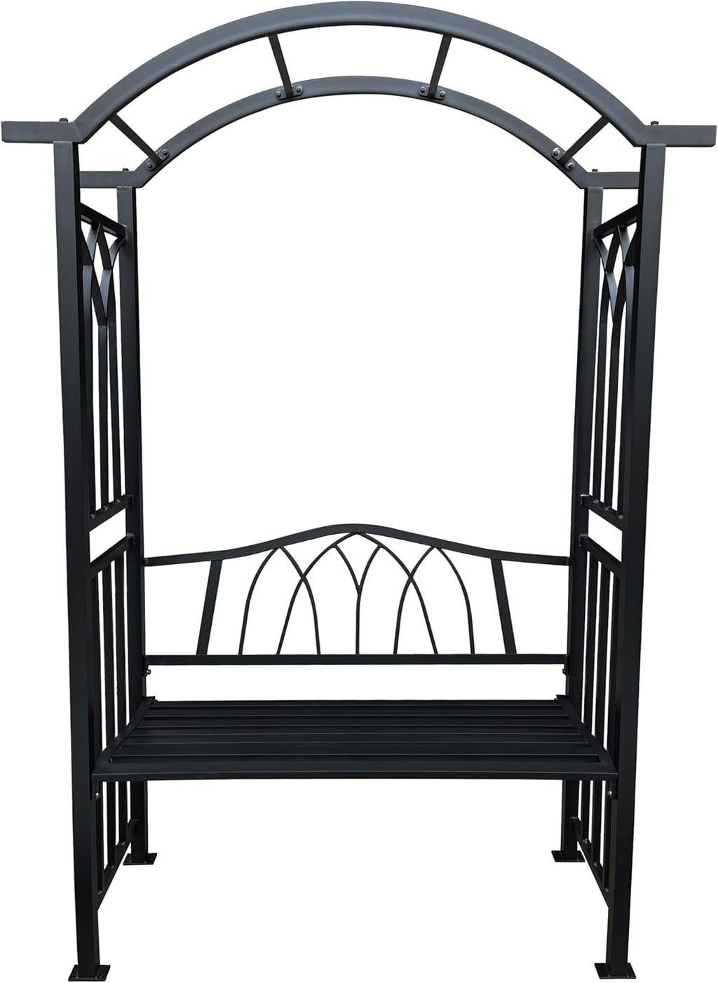 Black Aluminum Garden Arbor Arch with 2-Seater Bench