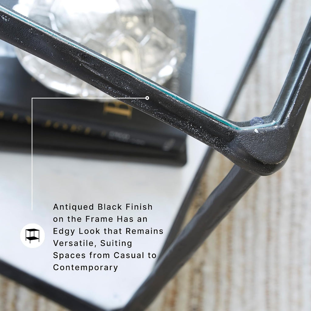 Signature Design by Ashley Modern Glass and Marble End Table, Ryandale