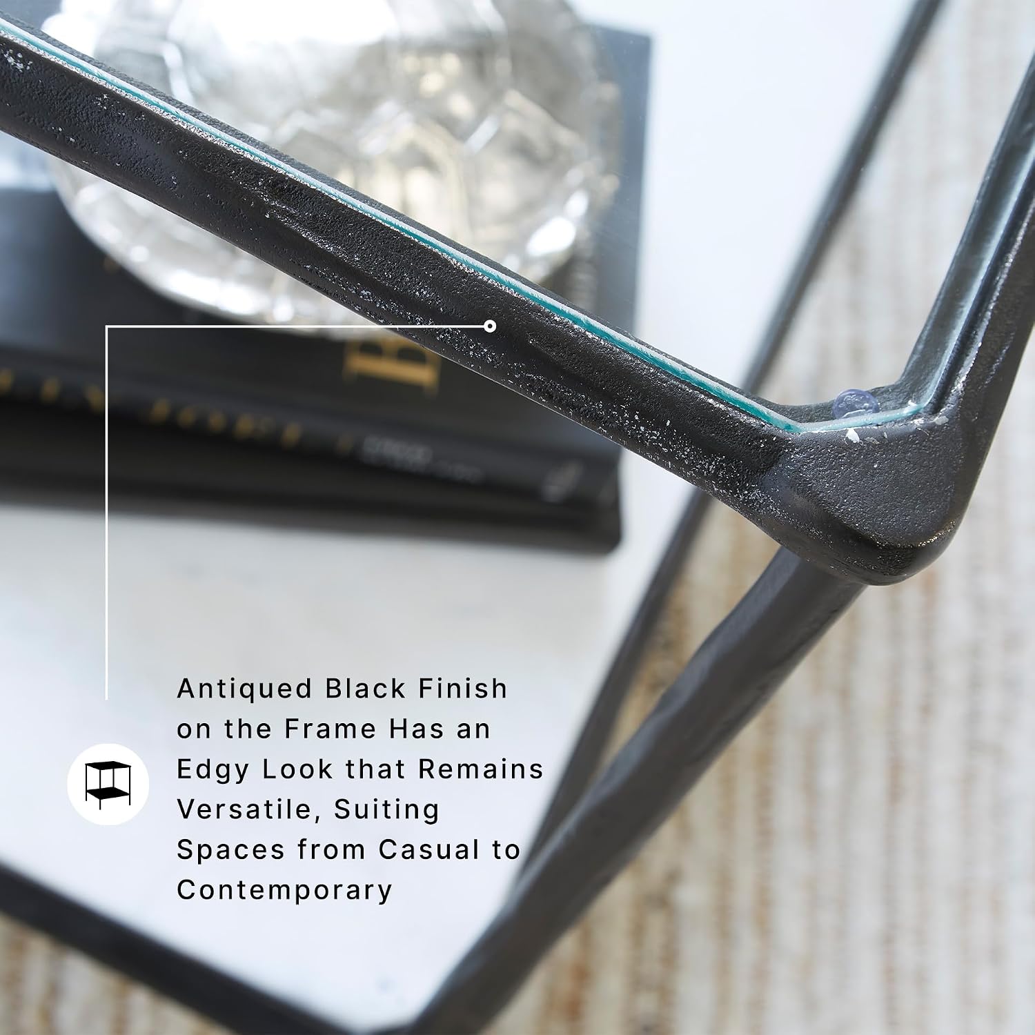 Signature Design by Ashley Modern Glass and Marble End Table, Ryandale