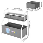 GRANNY SAYS Storage Cabinet with Shelves and Fabric Bins, 3-Tier Organizer Rack with Large Storage Box, Multi-Functional Standing Shelf for Living Room Bedroom Entryway, Gray