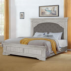 Steve Silver Highland Park Rustic Ivory Wood Upholstered Panel Queen Bed