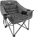 Bolosy Oversized Camping Chairs for Adults Heavy Duty Padded Portable Lawn Chairs Outdoor Folding Chairs XL Camp Chairs with Cup Holder Suproot 500 lbs, Gray Plaid