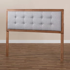 HomeStock Upholstered Headboard, Walnut Brown, Wall Mount, Mid-Century Modern Style Queen/Light Gray