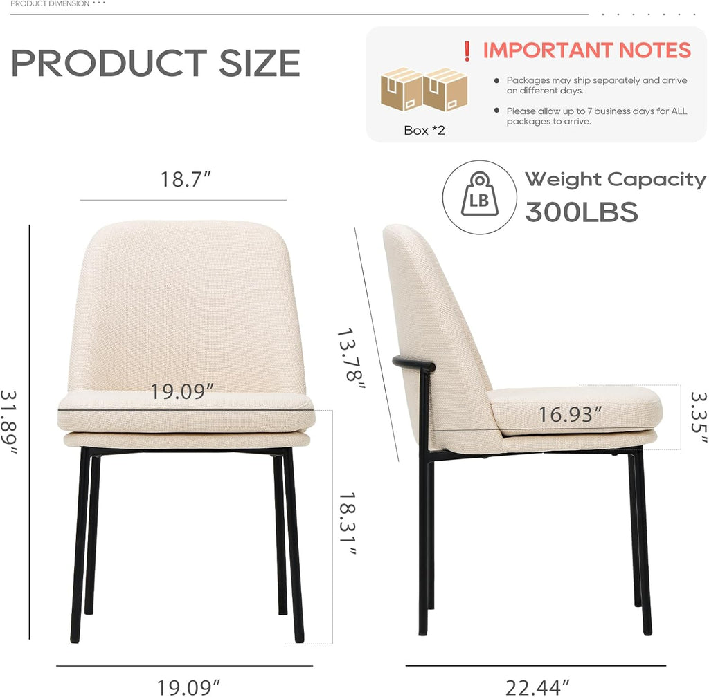 COLAMY Upholstered Dining Chairs Set of 4, Beige | Modern Dining Room Chairs with Curved Back, Dinner Chair Kitchen Chairs and Metal Legs