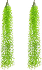 5 Pack Artificial Hanging Willow Vine (3.3ft) - Fake Greenery Plants for Indoor/Outdoor Decor, Wedding & Photography - Pure Green Design (No Basket Included)