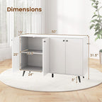 Giantex Sideboard Buffet Cabinet, 50’’ Accent Kitchen Storage Cabinet with 4-Door & 5-Position Adjustable Shelves, Modern White Sideboard with 5 Support Legs, Buffet Table for Coffee Bar, Living Room