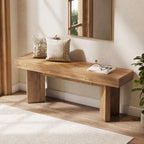 Tribesigns Wooden Entryway Bench, 47" Farmhouse Indoor End of Bed Bench, Long Dining Benches Seat for Bedroom, Dining Room, Hallway, Foyer (Rustic Brown)