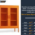 QINPTWUT 40" Industrial Storage Pantry, Kitchen Storage Cabinet with Mesh Door, 2 Adjustable Shelves, Freestanding for Kitchen, Dining Room,Bedroom, Workshop, Office, Garage (Orange, 40")