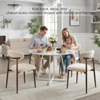 Furniliving Mid Century Modern Dining Chairs Set of 2, 300 lbs Capacity Upholstered Chenille Kitchen Chairs with Walnut Grain Metal Legs and Ergonomic Curved Back, Beige(Walnut/Chenille)