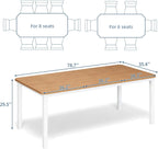 IDEALHOUSE 79" Dining Table for 6-8 People, Modern Rectangular Kitchen Table with Sturdy Metal Legs, Large Wood Farmhouse Dining Room Table for Home Office, Conference, White & Oak