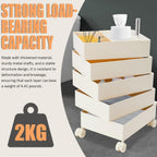 360° Movable Rotating Storage End Table Sofa Side Cabinet Laptop Bedside Table with 5 Tiers Shelves 4 Universal Casters for Living Room Bedroom Sofa Dormitory, White