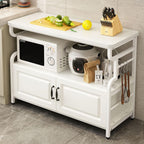 3 Tier Kitchen Rack with Side Hooks Microwave Stand and Utility Storage Shelf Metal Frame Storage Shelves (100cm)