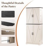 HOMPUS 71" Tall Kitchen Pantry Cabinet with Doors and Drawer, Farmhouse Storage Cabinet with Adjustable Shelves, Freestanding Wood Cupboard for Kitchen, Dining Room, Living Room, Bathroom, Off-White