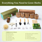 5 Herb Garden Planter Indoor with Wooden Box, Home Kitchen Seed Starter Kit Including Basil, Thyme, Parsley, Rosemary, Mint, Birthday, Mothers Day, House Warming, Gardening Gifts for Women, Mom