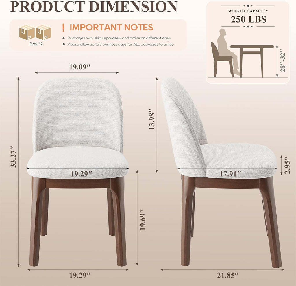 MALOL Wooden Dining Chairs Set of 4, Upholstered Kitchen & Dining Room Chairs with Thickened Wooden Legs, Farmhouse Side Chairs, Beige