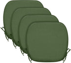 SleepMan Outdoor 17"x16" Chair Cushions with Ties Set of 4, Water Resistant All Weather U-Shape Seat Pads for Patio Garden Furniture Indoor (Set of 4, Moss Green)