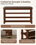 Homleke Solid Wood Shoe Storage Bench with Cushion,Classic Turned Ball Legs | 3-Tier Tall Entryway Bench with Leather Seat, Holds Up to 12 Pairs, for Hallway and Bedroom, Walnut, 39.4 Inch