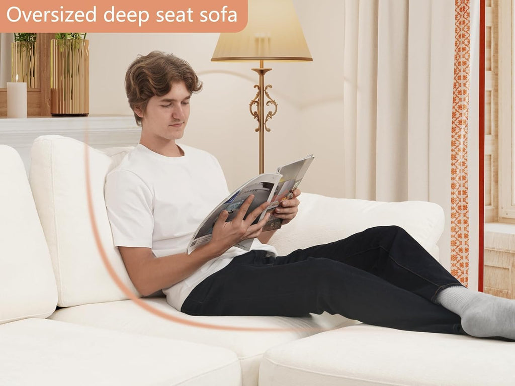 EASE MOOSE L Shape Sectional Modular Sofa,Oversized Modular Cloud Sofa | Modern Comfy white Modular Couch deep set sofa
