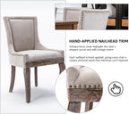 Modern Dining Chairs Set of 4, Fabric Upholstered High Back Chairs with Nailhead Trim and Curved Solid Wood Legs, Sillas de Comedor Accent Chairs for Dining Room, Beige