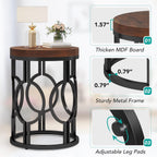 Tribesigns Round End Table Set of 2, Industrial Side Table with Metal Hollow Frame, Small Bedside Table Nightstand for Living Room, Bedroom, Easy Assembly (Rustic Brown,2 PCS)