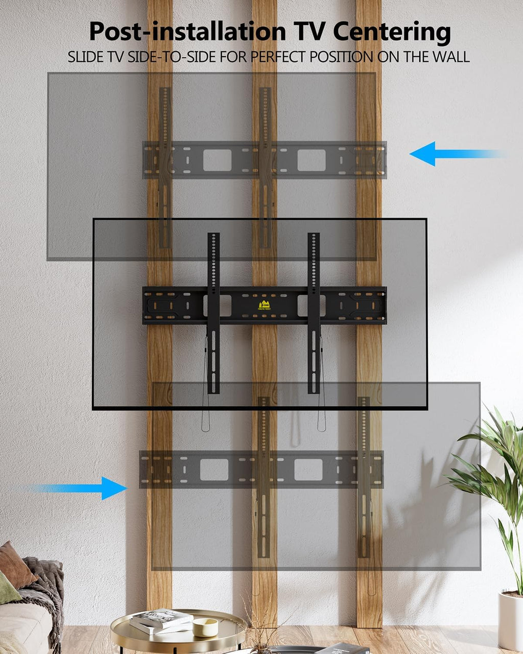 FORGING MOUNT Heavy Duty Fixed TV Wall Mount Holds up to 275Lbs for 50-120 inch TVs 3-Stud Low Profile TV Mount Ultra Slim Universal Bracket Fits 16"/18"/24" Studs MAX VESA 900x600mm- Easy DIY Install